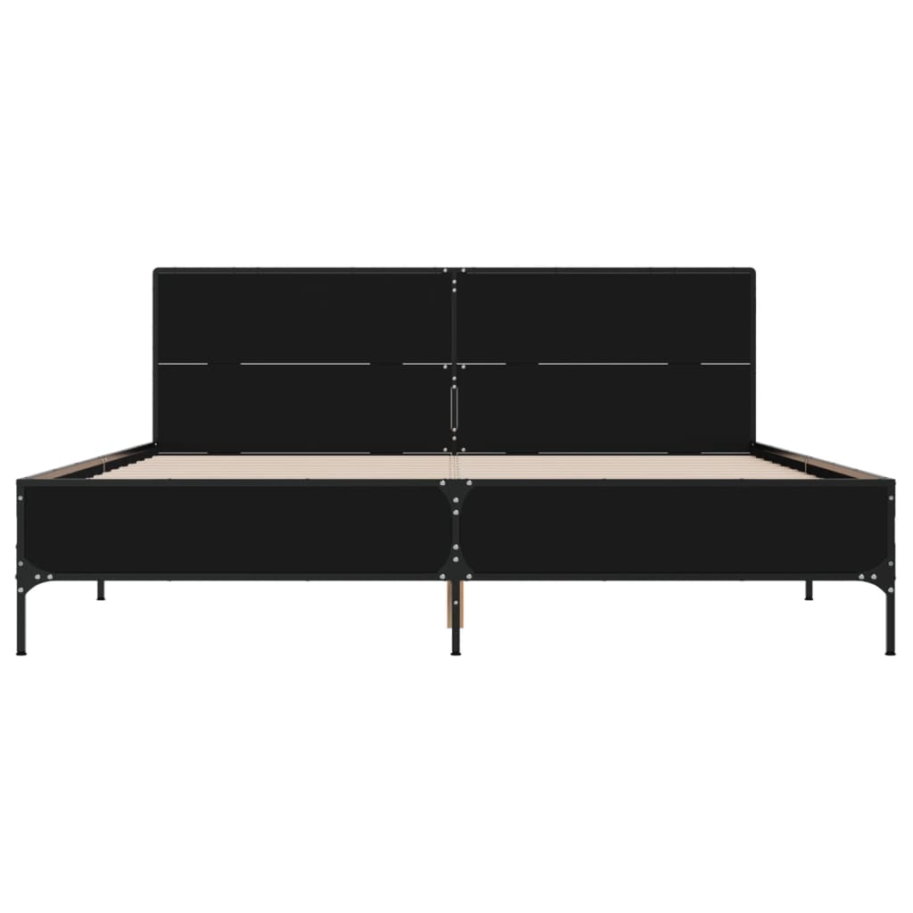 Okvir za krevet crni 140x190 cm konstruirano drvo i metal