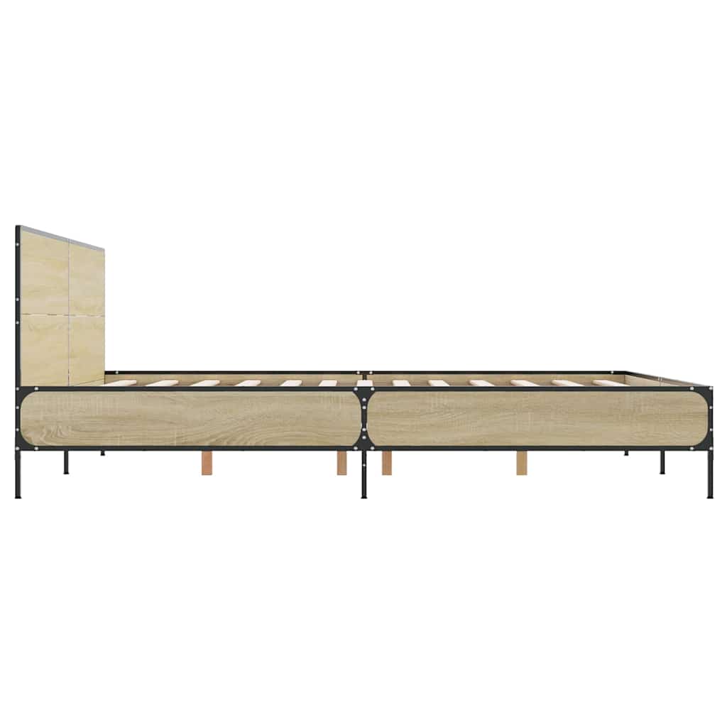 Okvir za krevet boja hrasta 140x190cm konstruirano drvo i metal