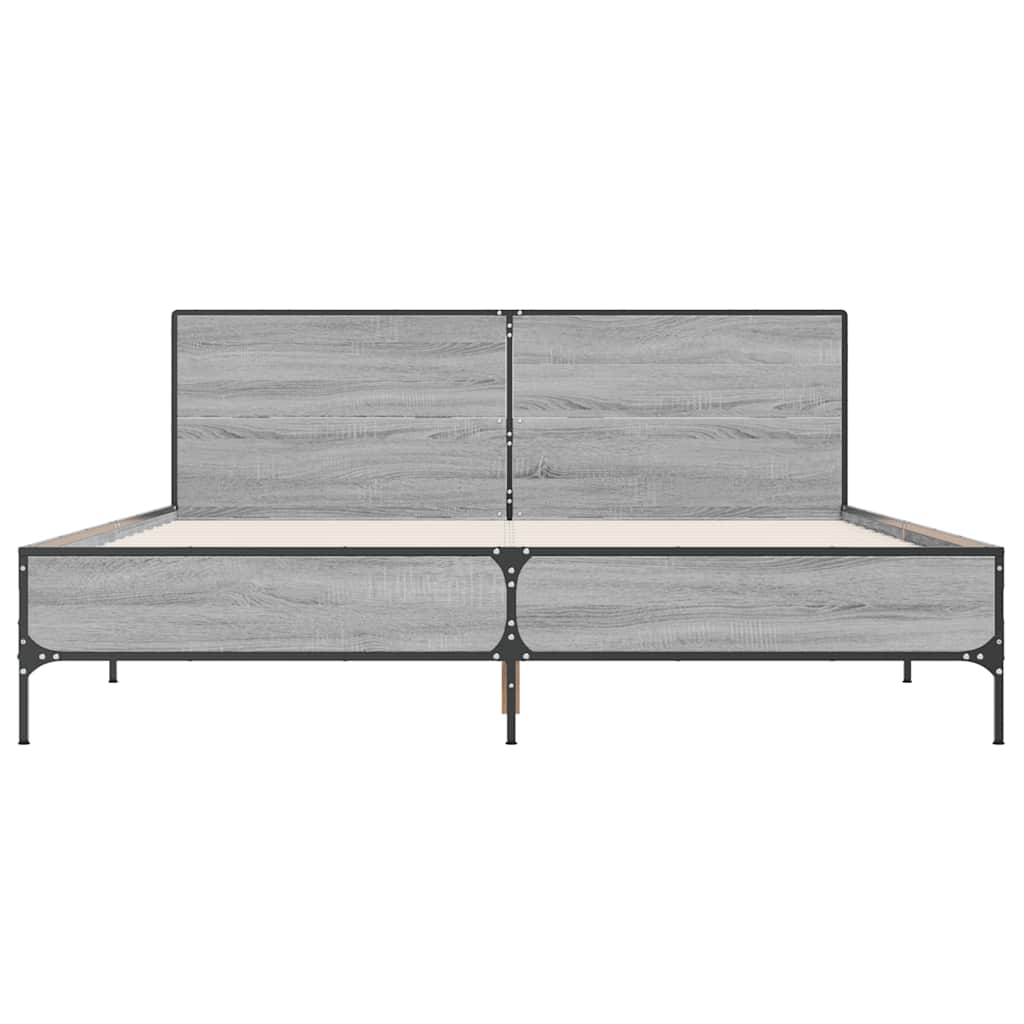 Okvir za krevet boja hrasta 140x190cm konstruirano drvo i metal