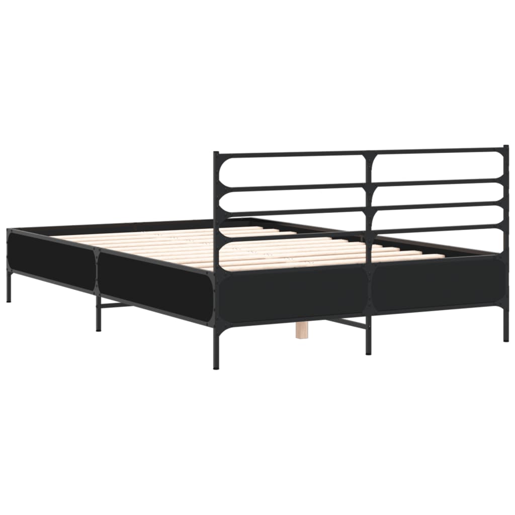 Okvir kreveta crni 120 x 200 cm od konstruiranog drvo i metal