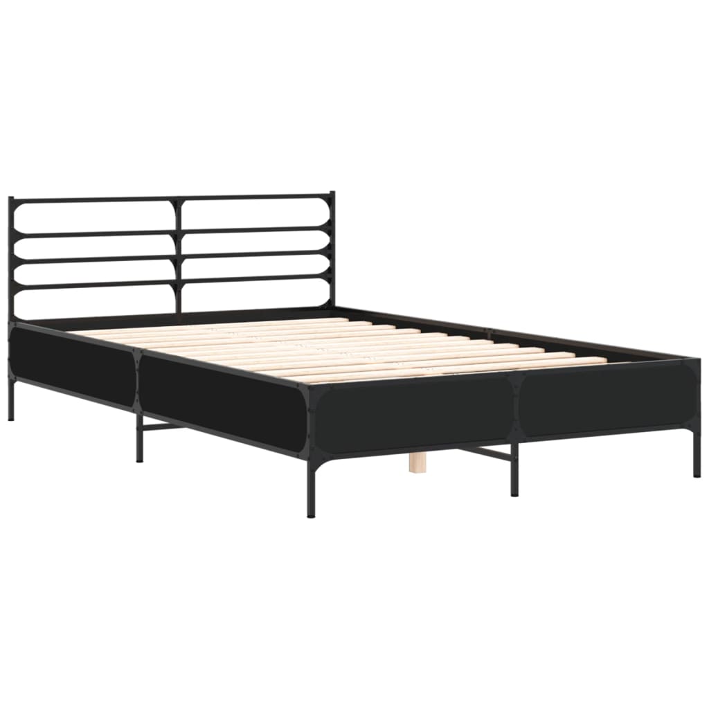Okvir kreveta crni 140 x 200 cm od konstruiranog drva i metala
