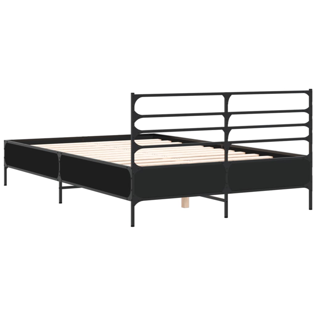 Okvir kreveta crni 140 x 200 cm od konstruiranog drva i metala