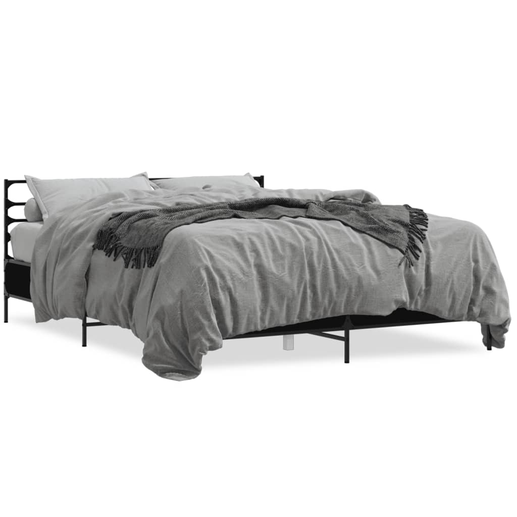 Okvir za krevet crni 150x200 cm konstruirano drvo i metal