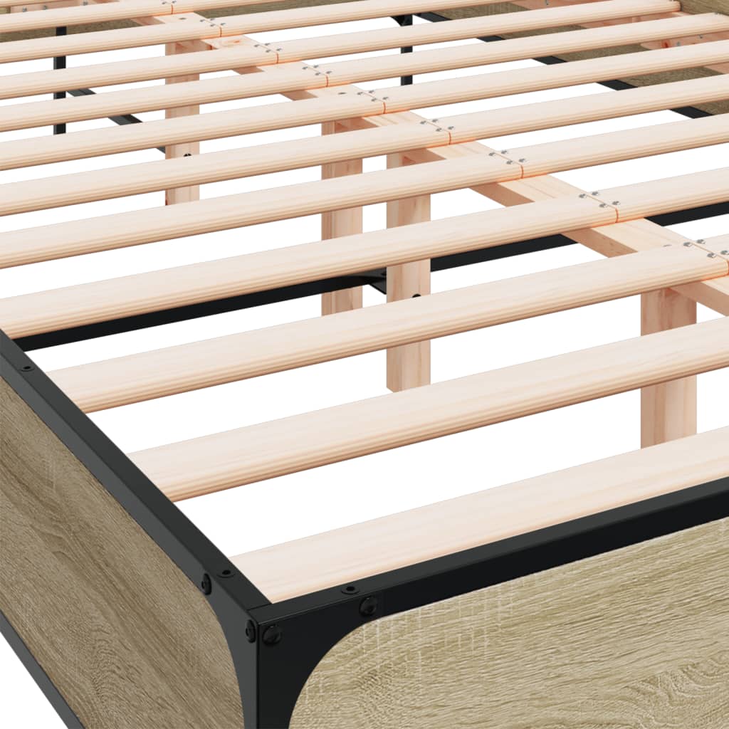 Okvir za krevet boja hrasta 150x200cm konstruirano drvo i metal