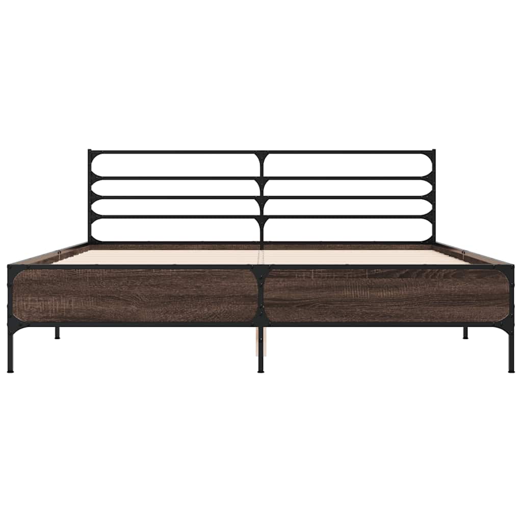 Okvir za krevet boja hrasta 150x200cm konstruirano drvo i metal