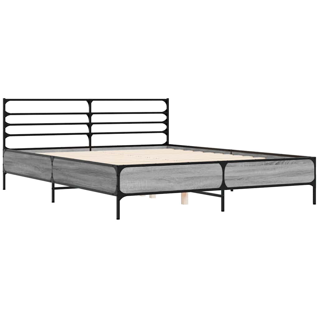Okvir za krevet boja hrasta 150x200cm konstruirano drvo i metal