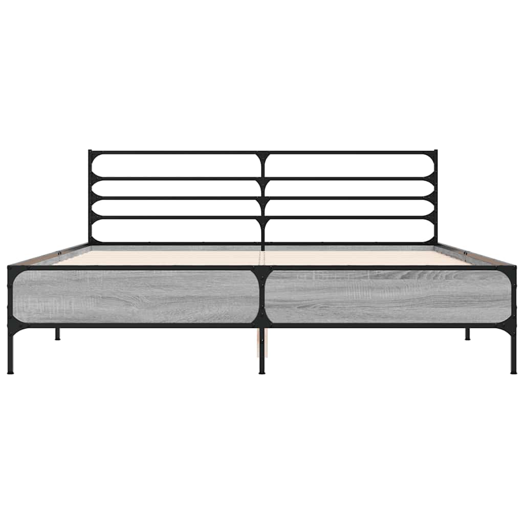 Okvir za krevet boja hrasta 150x200cm konstruirano drvo i metal