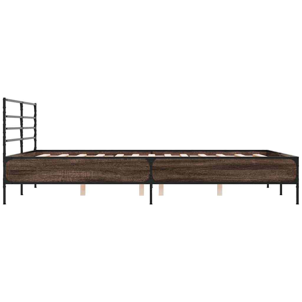 Okvir za krevet smeđi hrast 150x200cm konstruirano drvo i metal