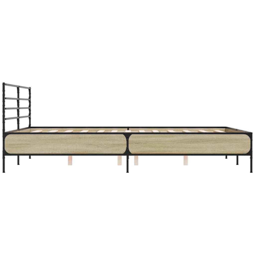 Okvir za krevet boja hrasta 160x200 cm konstruiran drvo i metal