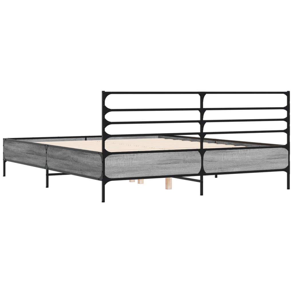 Okvir kreveta boja hrasta 160x200 cm konstruirano drvo i metal