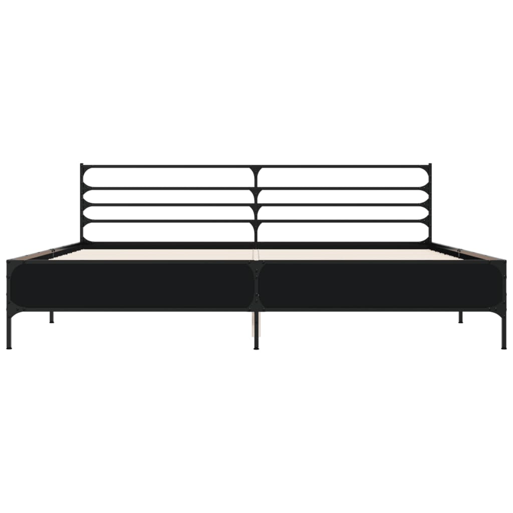 Okvir za krevet crni 180 x 200 cm konstruirano drvo i metal