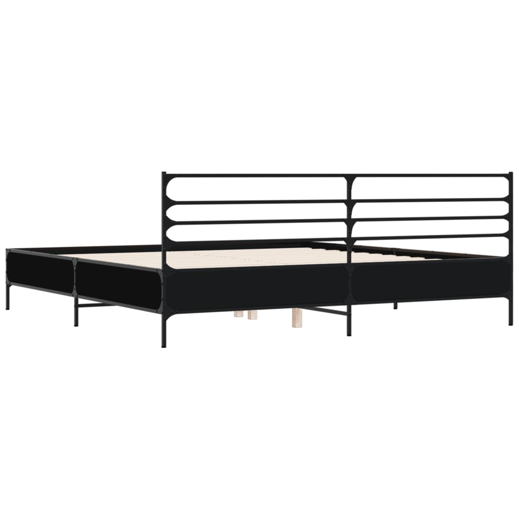 Okvir za krevet crni 180 x 200 cm konstruirano drvo i metal