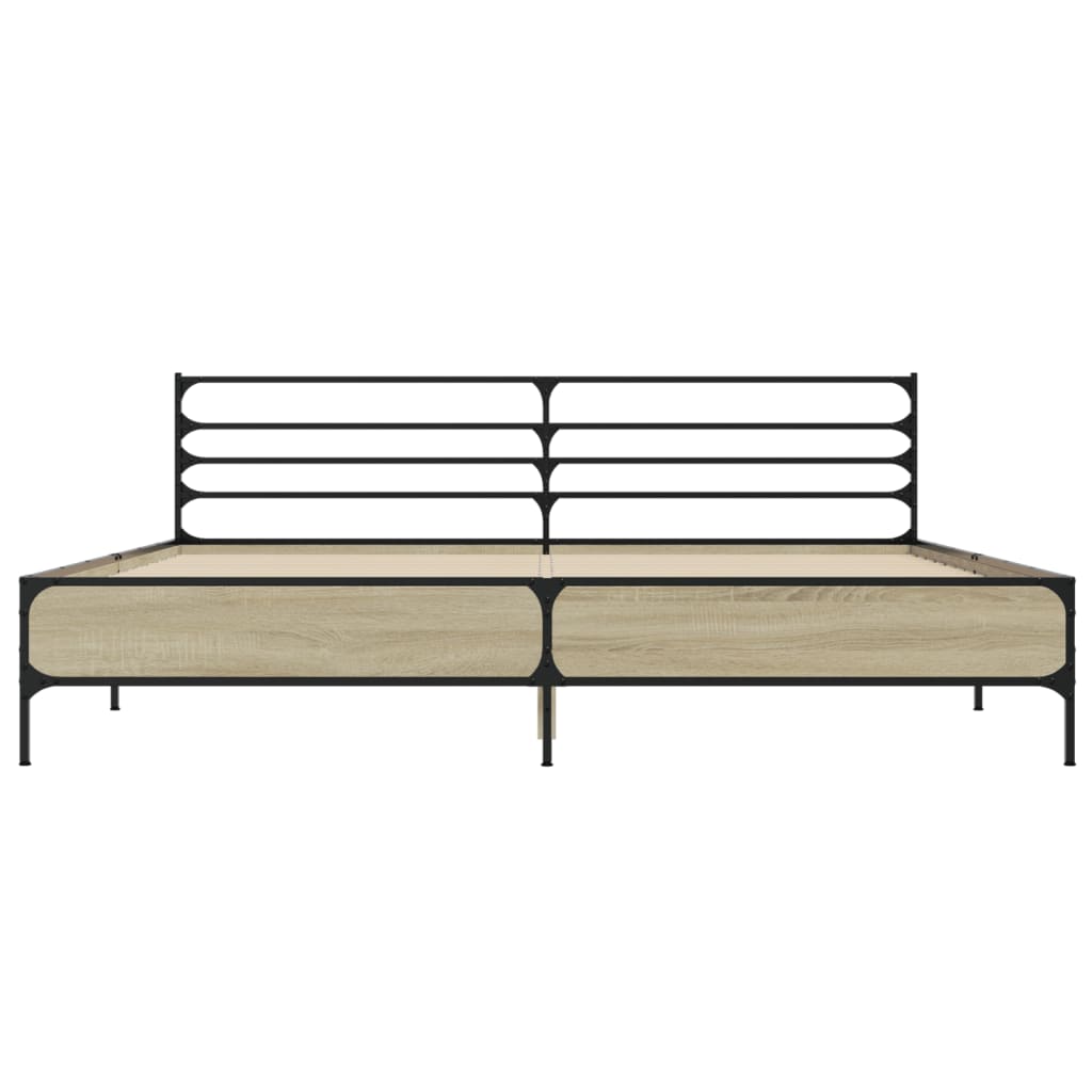 Okvir za krevet boja hrasta 200x200cm konstruirano drvo i metal