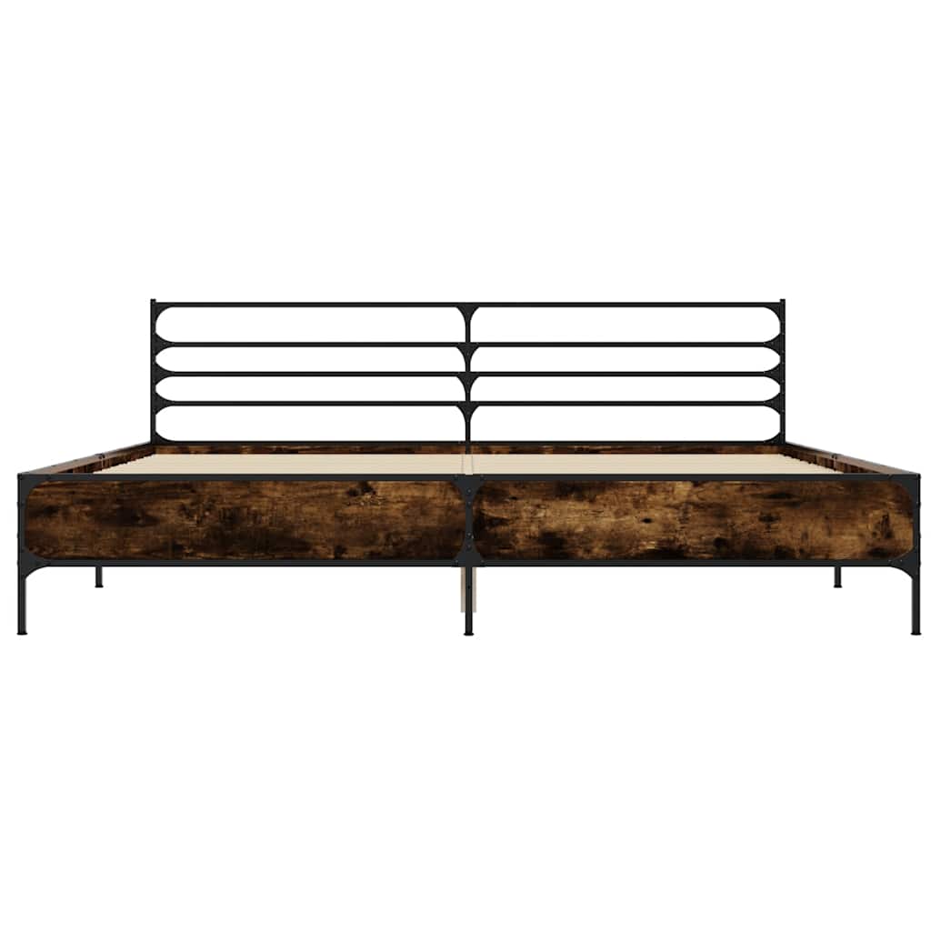 Okvir za krevet boja hrasta 200x200cm konstruirano drvo i metal