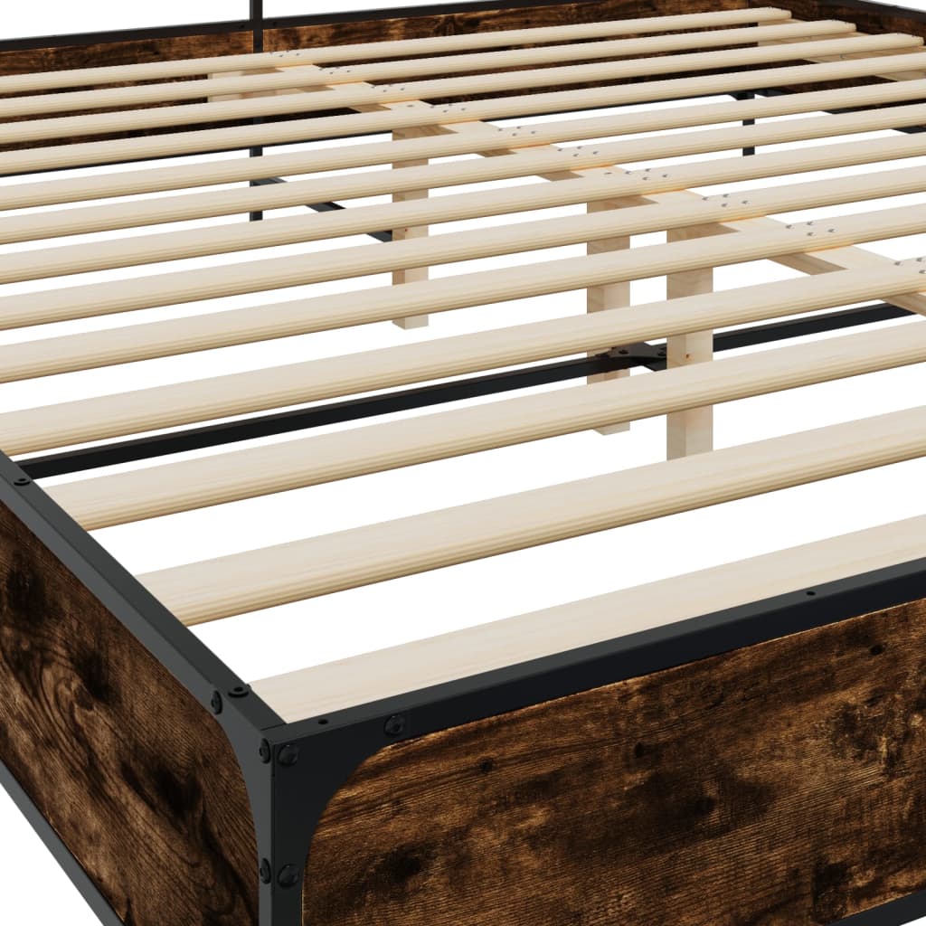 Okvir za krevet boja hrasta 200x200cm konstruirano drvo i metal