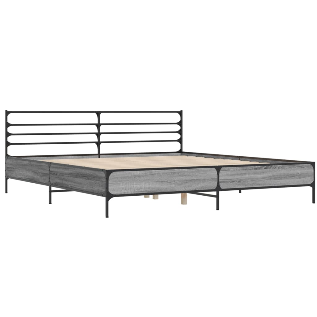 Okvir za krevet boja hrasta 200x200cm konstruirano drvo i metal