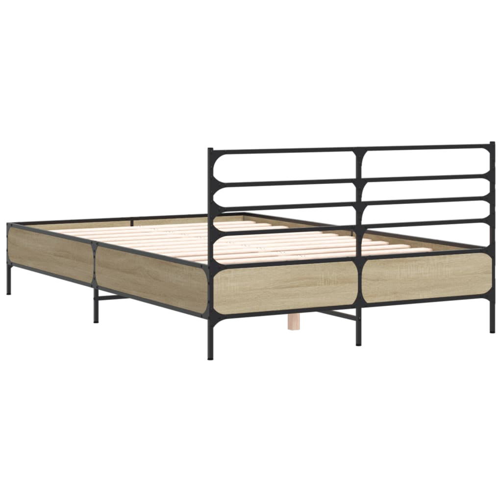 Okvir za krevet boja hrasta 120x190cm konstruirano drvo i metal