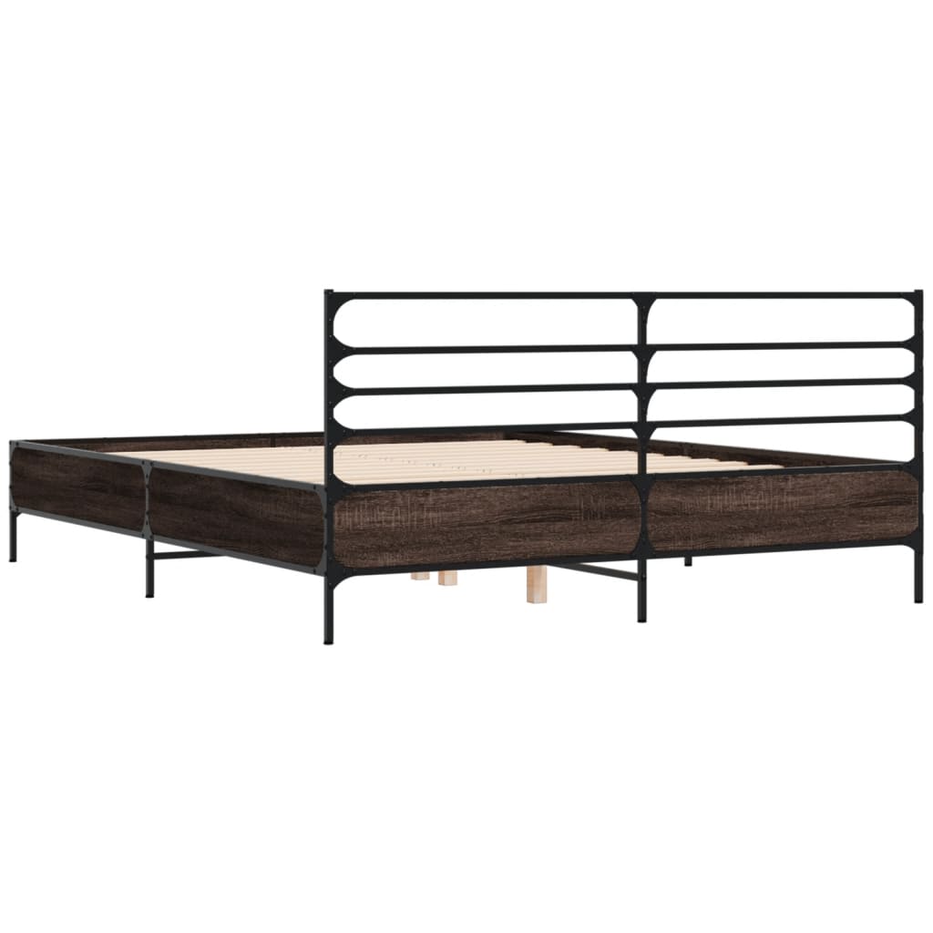 Okvir za krevet smeđi hrast 120x190cm konstruirano drvo i metal