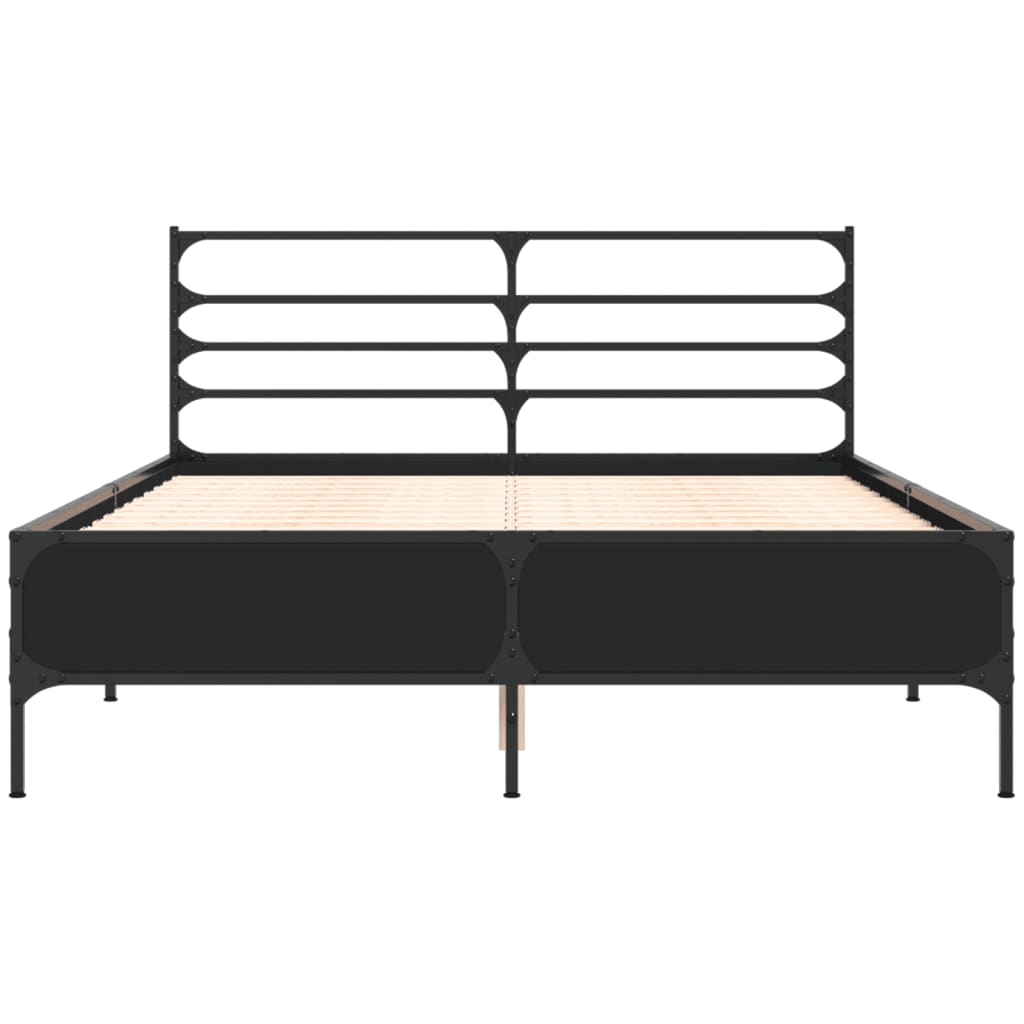 Okvir za krevet crni 135x190 cm konstruirano drvo i metal