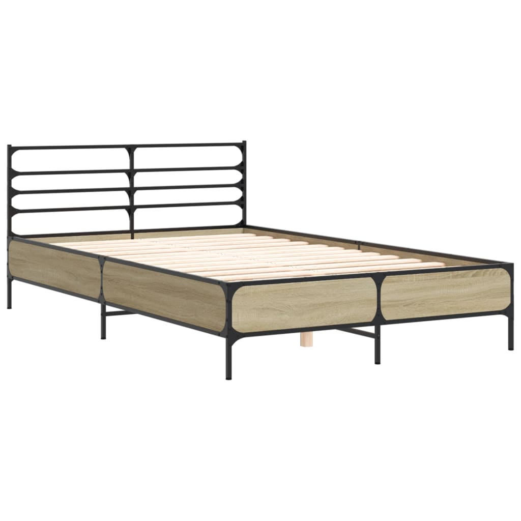 Okvir za krevet boja hrasta 135x190cm konstruirano drvo i metal
