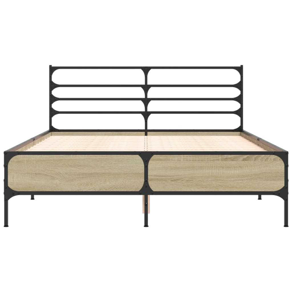Okvir za krevet boja hrasta 135x190cm konstruirano drvo i metal
