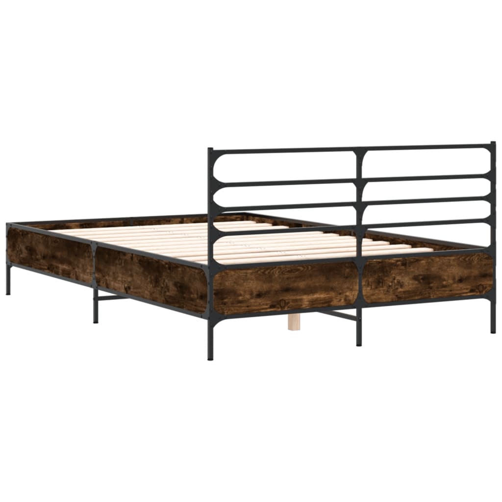 Okvir za krevet boja hrasta 135x190cm konstruirano drvo i metal
