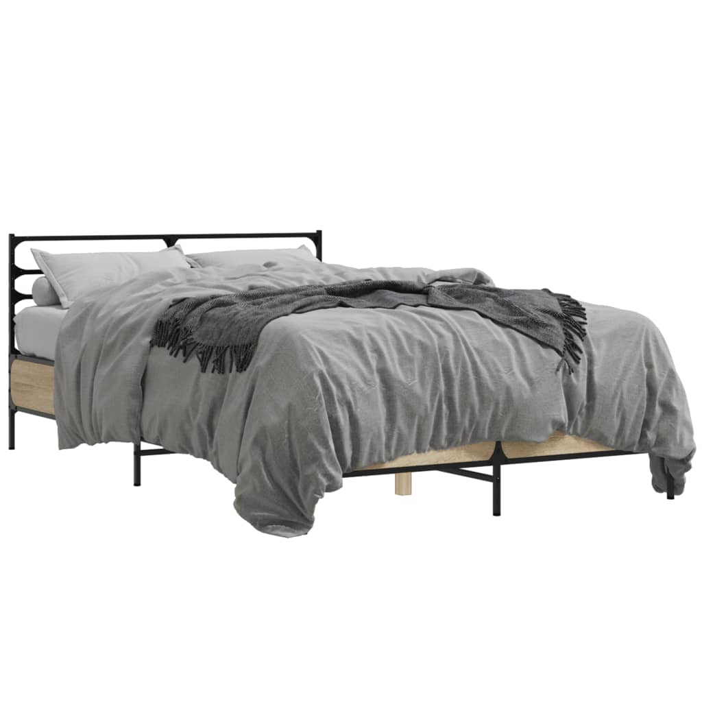 Okvir za krevet boja hrasta 140x190cm konstruirano drvo i metal