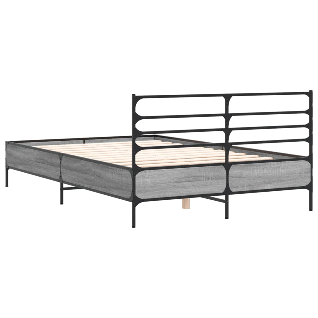 Okvir za krevet boja hrasta 140x190cm konstruirano drvo i metal