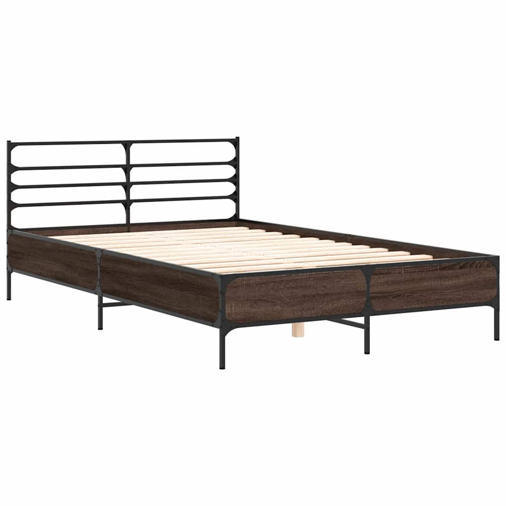 Okvir za krevet smeđi hrast 140x190cm konstruirano drvo i metal