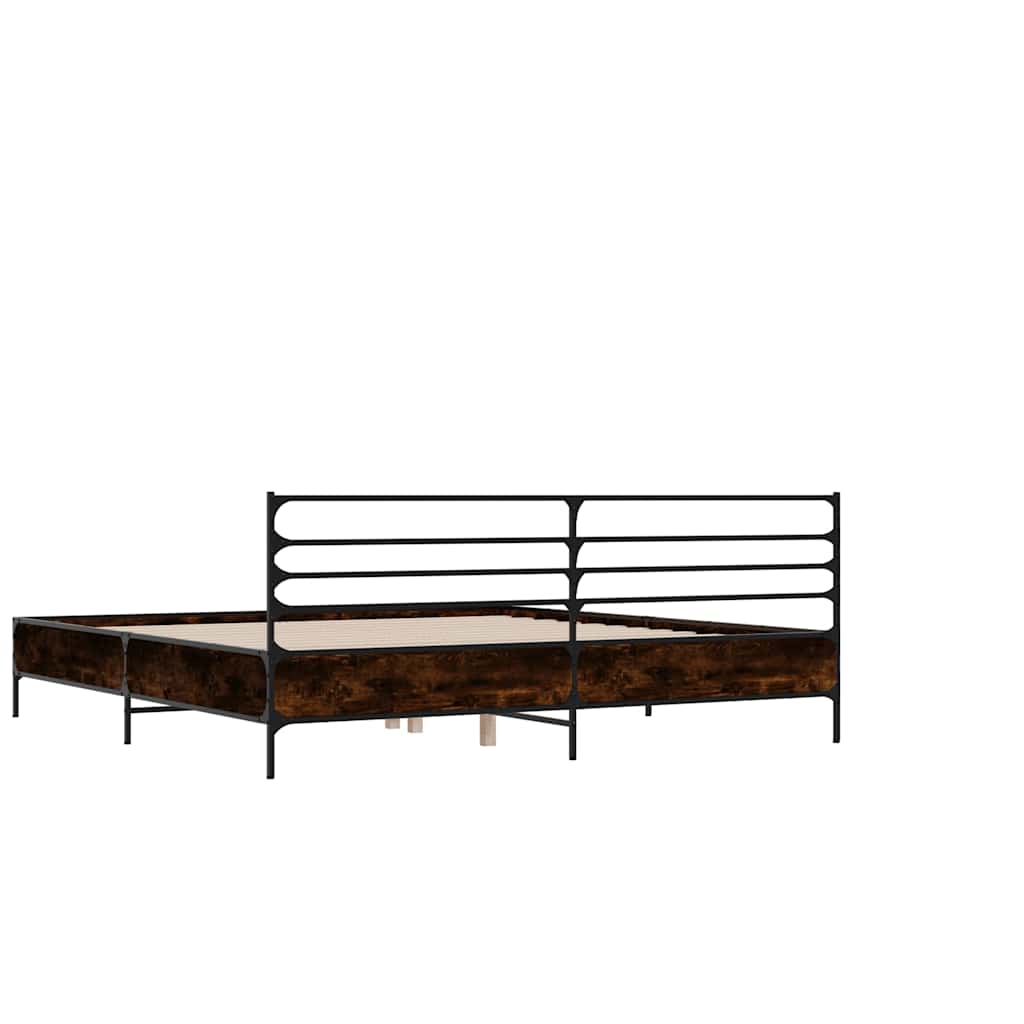 Okvir za krevet smeđi hrast 140x190cm konstruirano drvo i metal