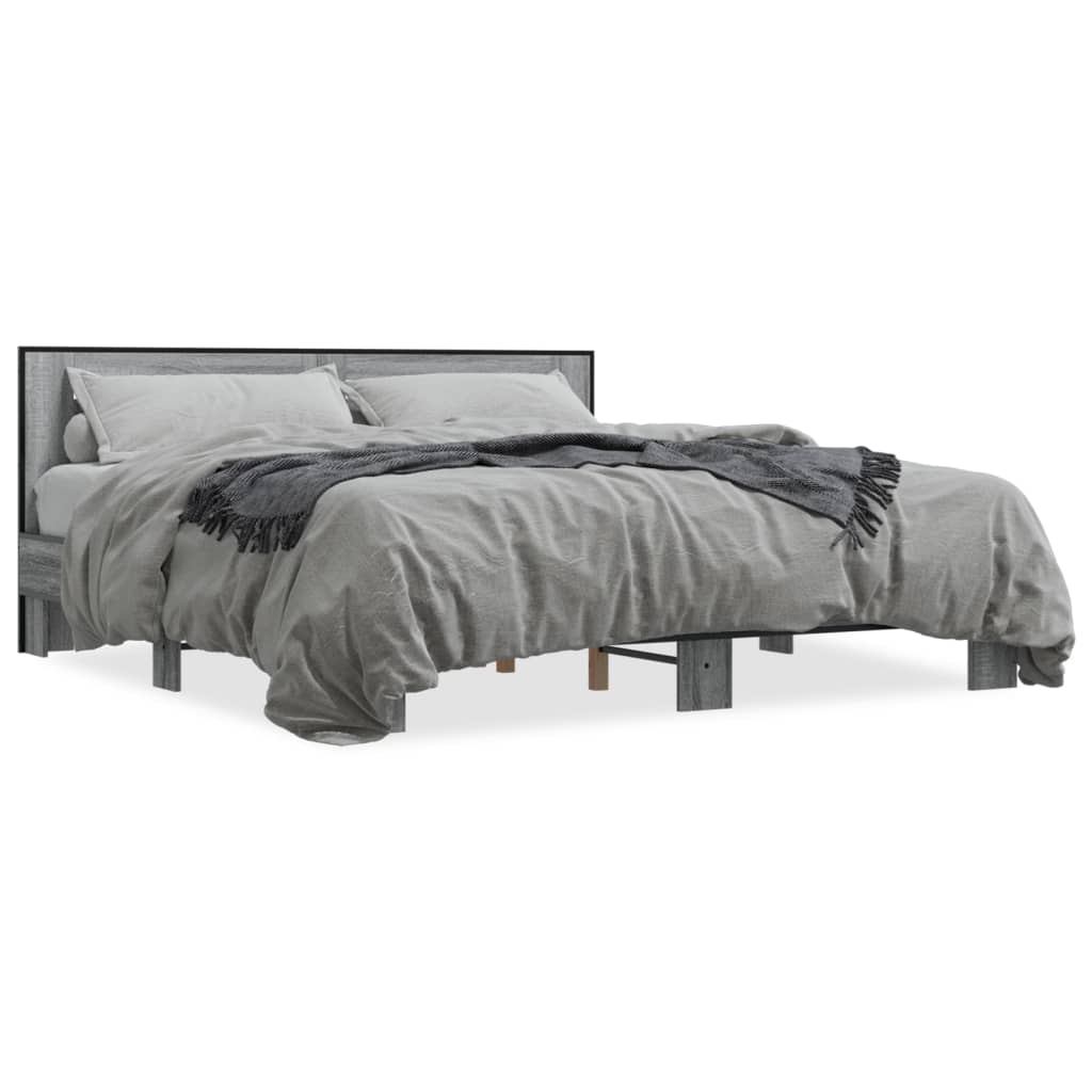 Okvir za krevet boja hrasta 200x200cm konstruirano drvo i metal