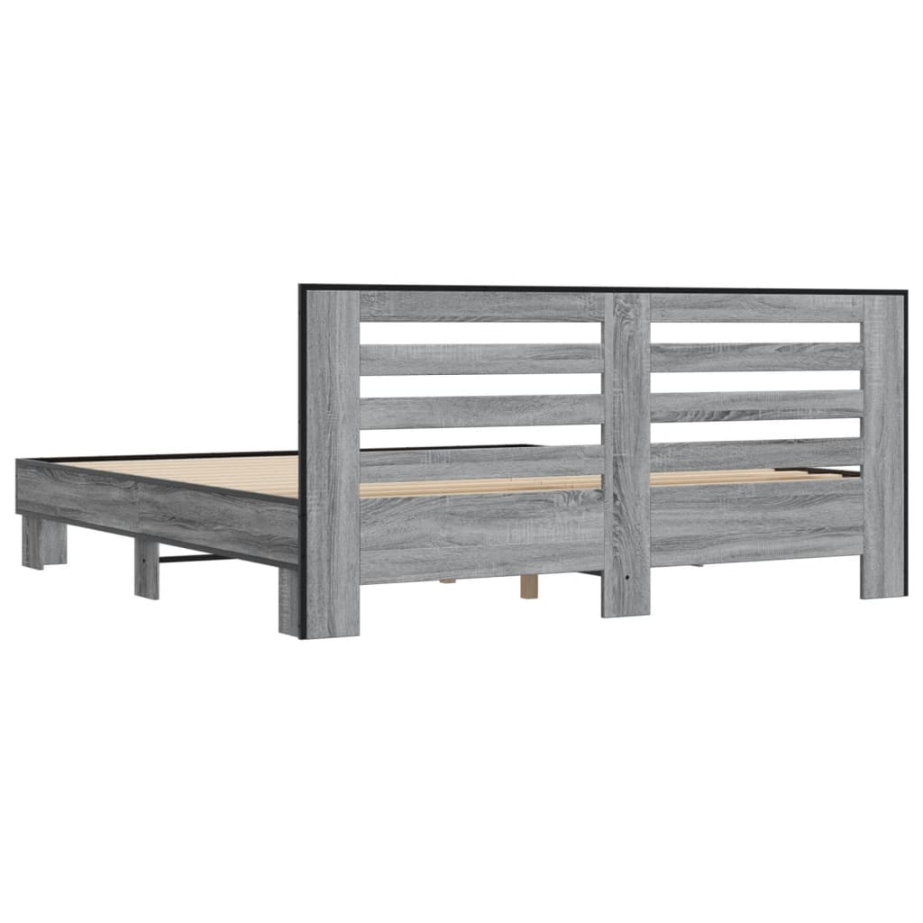 Okvir za krevet boja hrasta 200x200cm konstruirano drvo i metal