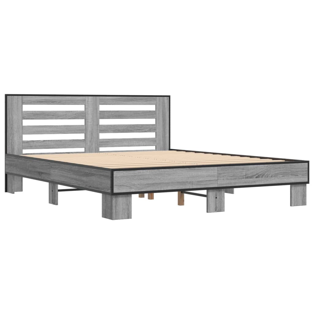 Okvir za krevet boja hrasta 150x200cm konstruirano drvo i metal