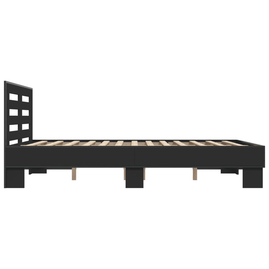 Okvir kreveta crni 140 x 200 cm od konstruiranog drva i metala
