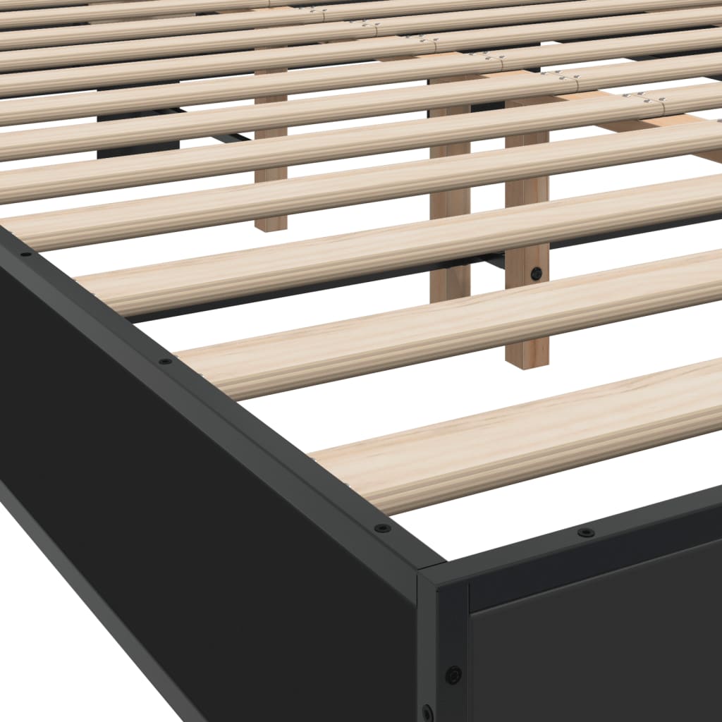Okvir kreveta crni 140 x 200 cm od konstruiranog drva i metala