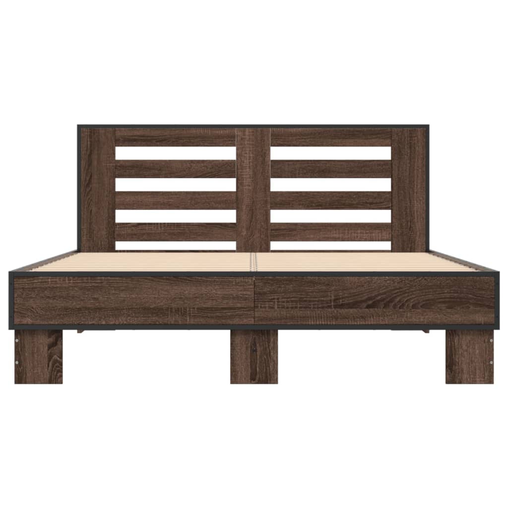 Okvir za krevet smeđi hrast 140x190cm konstruirano drvo i metal