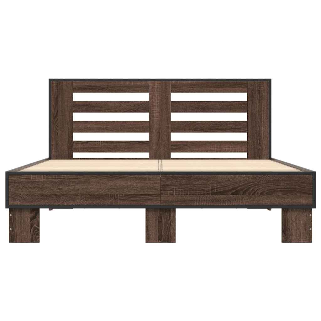 Okvir za krevet smeđi hrast 140x190cm konstruirano drvo i metal