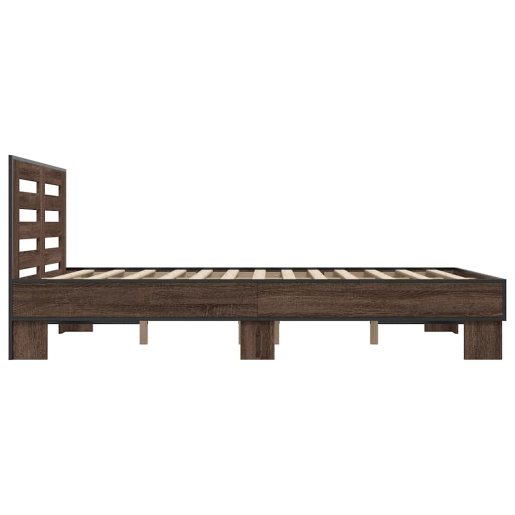 Okvir za krevet smeđi hrast 140x190cm konstruirano drvo i metal