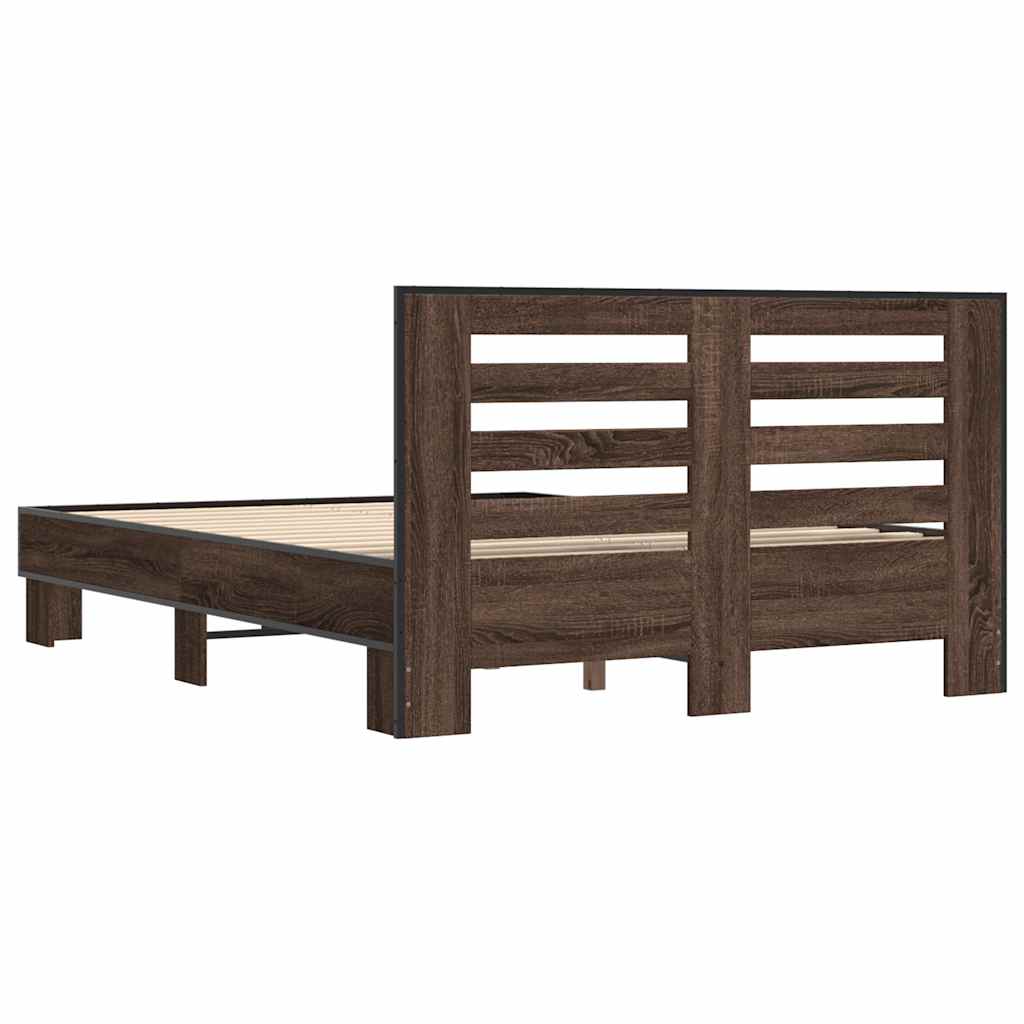 Okvir za krevet smeđi hrast 140x190cm konstruirano drvo i metal