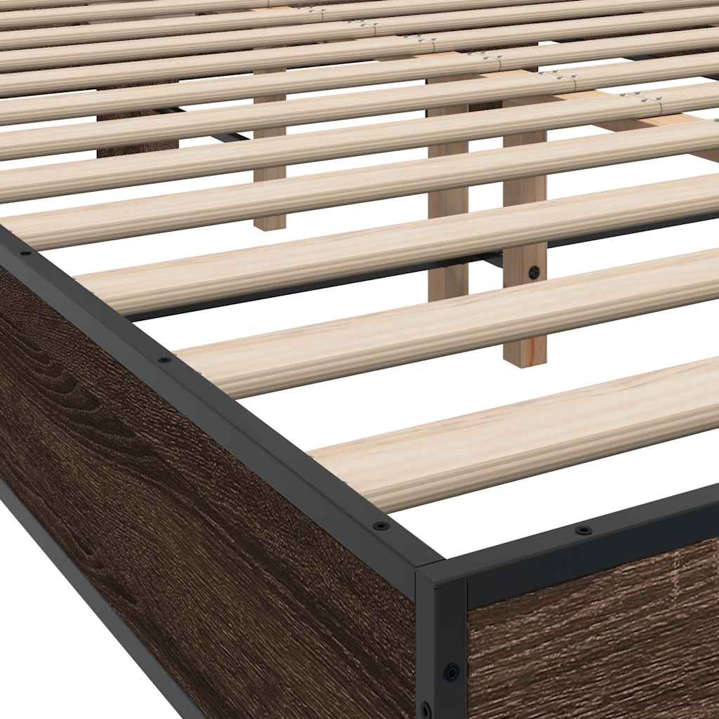 Okvir za krevet smeđi hrast 140x190cm konstruirano drvo i metal