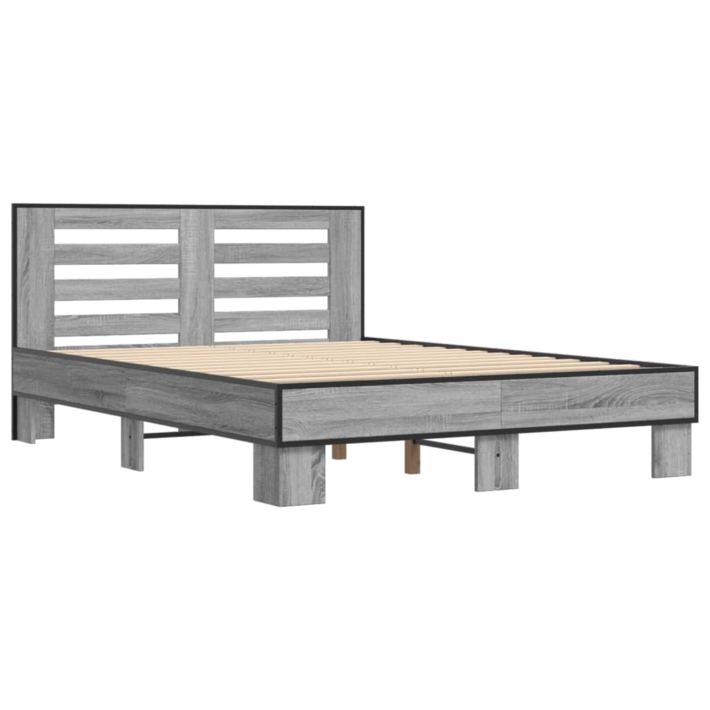 Okvir kreveta boja hrasta 135x190cm konstruirano drvo i metal