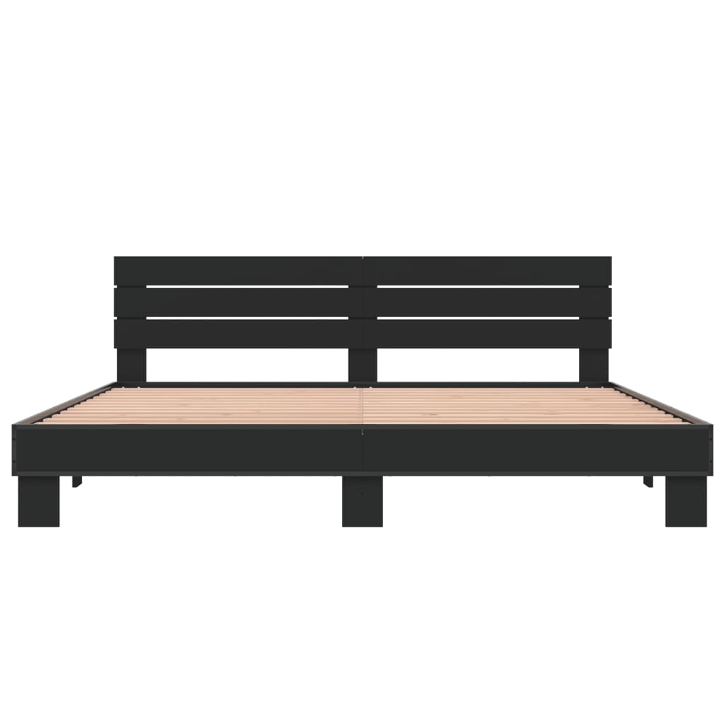 Okvir za krevet crni 200 x 200 cm konstruirano drvo i metal