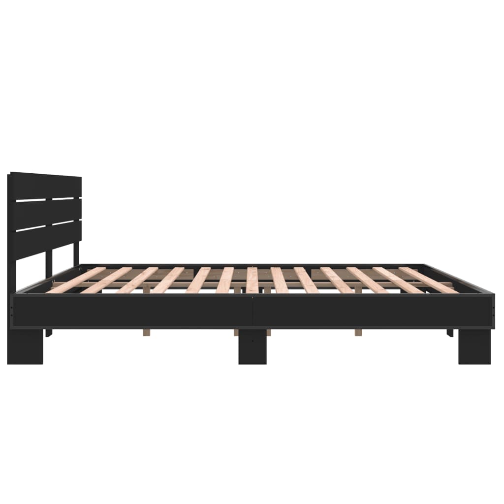 Okvir za krevet crni 200 x 200 cm konstruirano drvo i metal