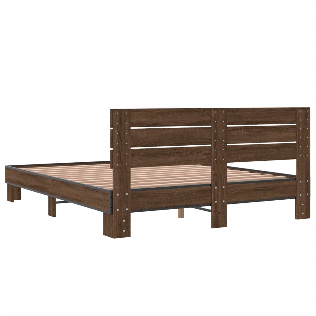 Okvir za krevet smeđi hrast 150x200cm konstruirano drvo i metal