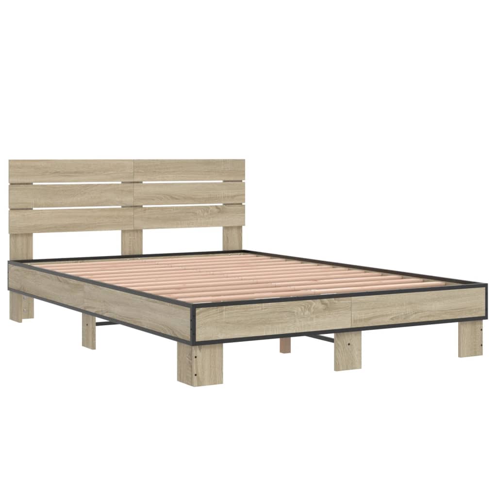 Okvir za krevet boja hrasta 140x200cm konstruirano drvo i metal