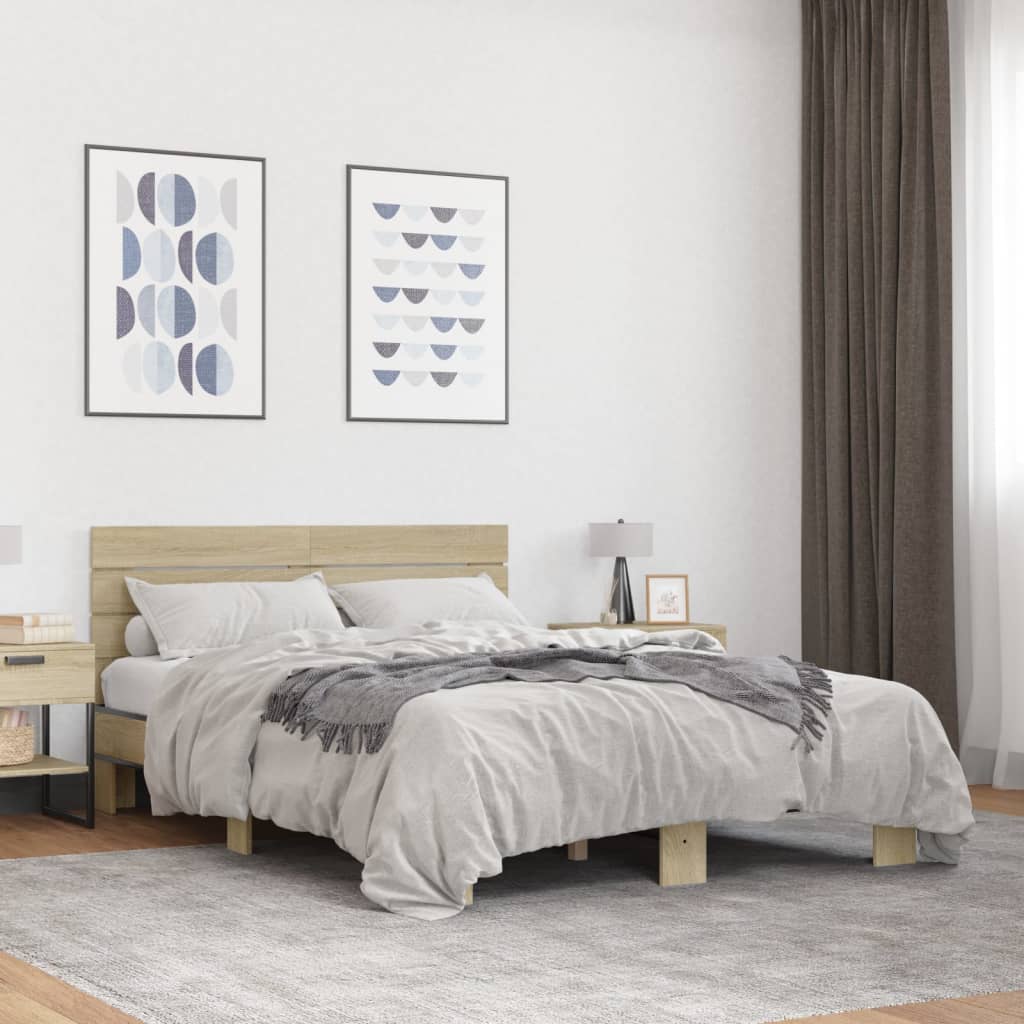 Okvir kreveta boja hrasta 120x200 cm konstruirano drvo i metal
