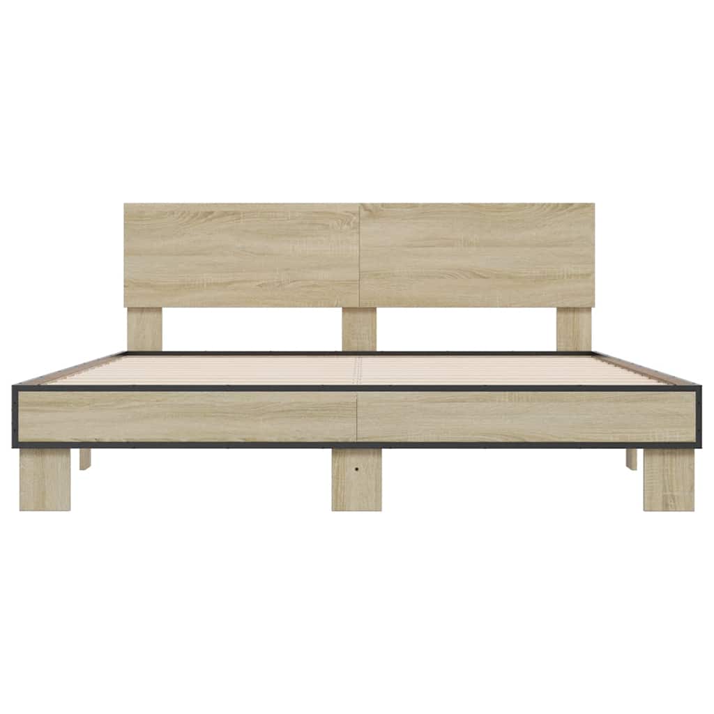 Okvir za krevet boja hrasta 160x200 cm konstruiran drvo i metal