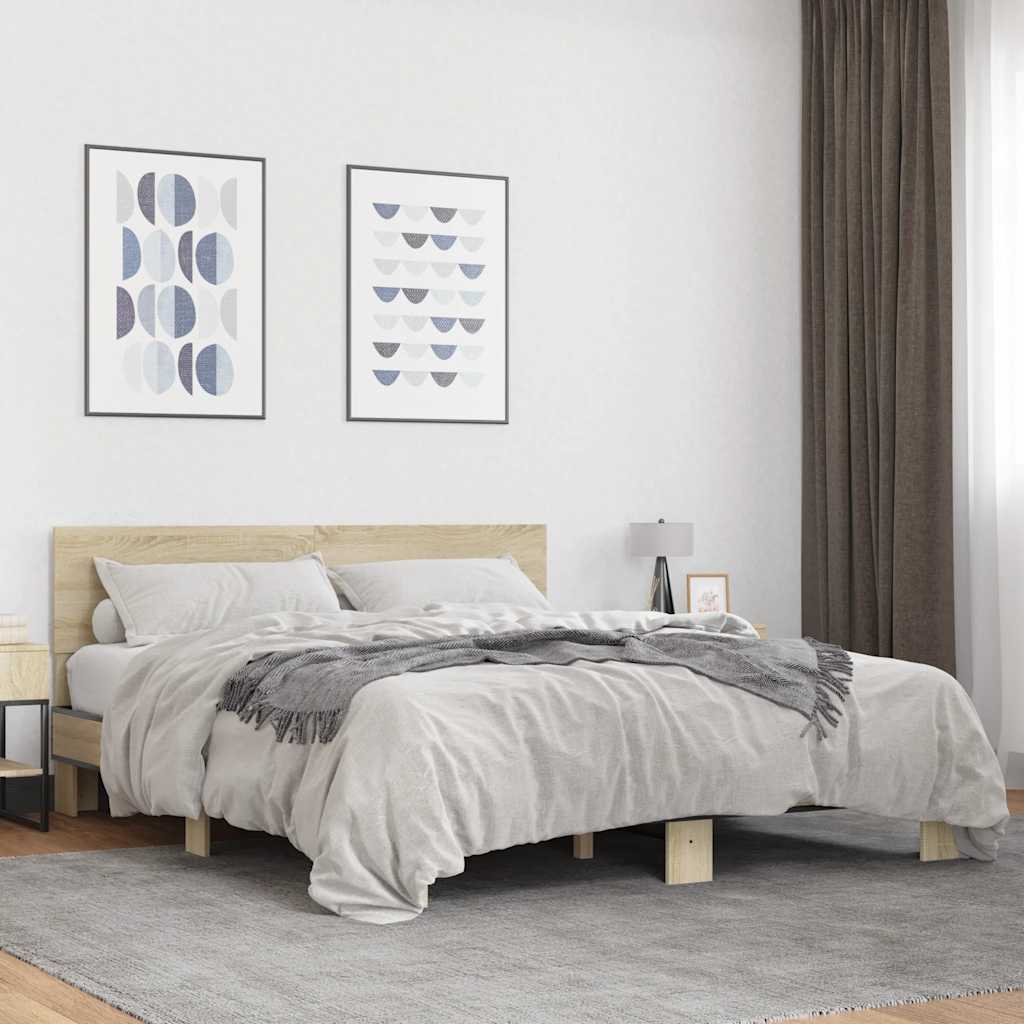 Okvir za krevet boja hrasta 160x200 cm konstruiran drvo i metal