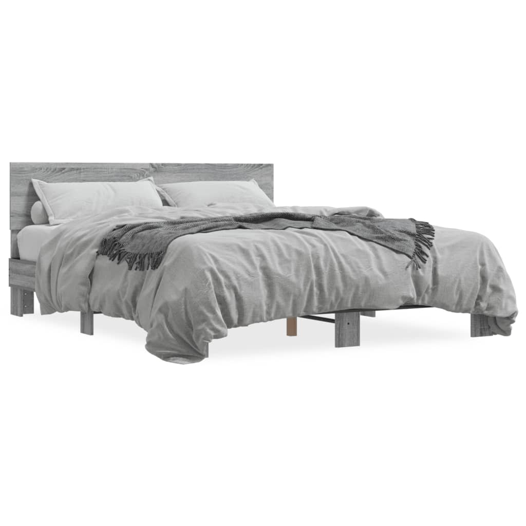 Okvir za krevet boja hrasta 150x200cm konstruirano drvo i metal