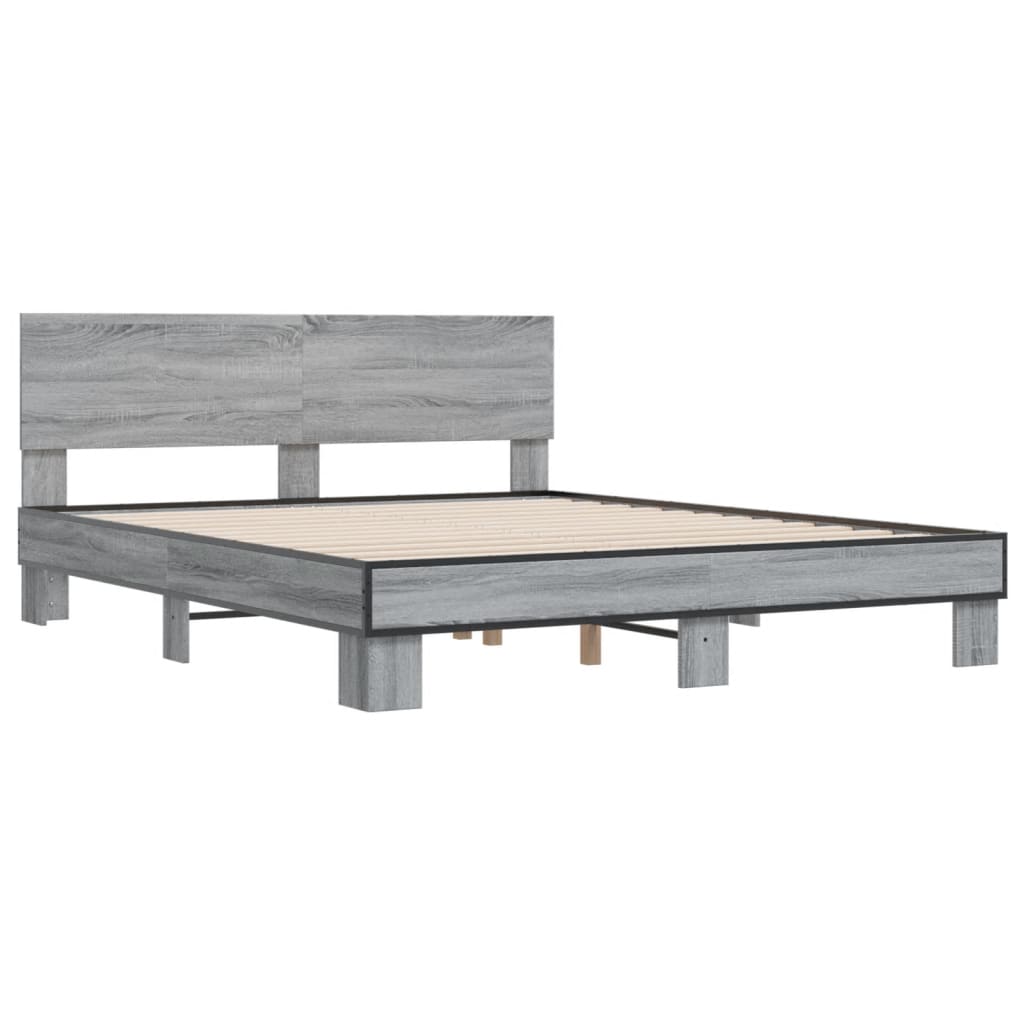 Okvir za krevet boja hrasta 150x200cm konstruirano drvo i metal